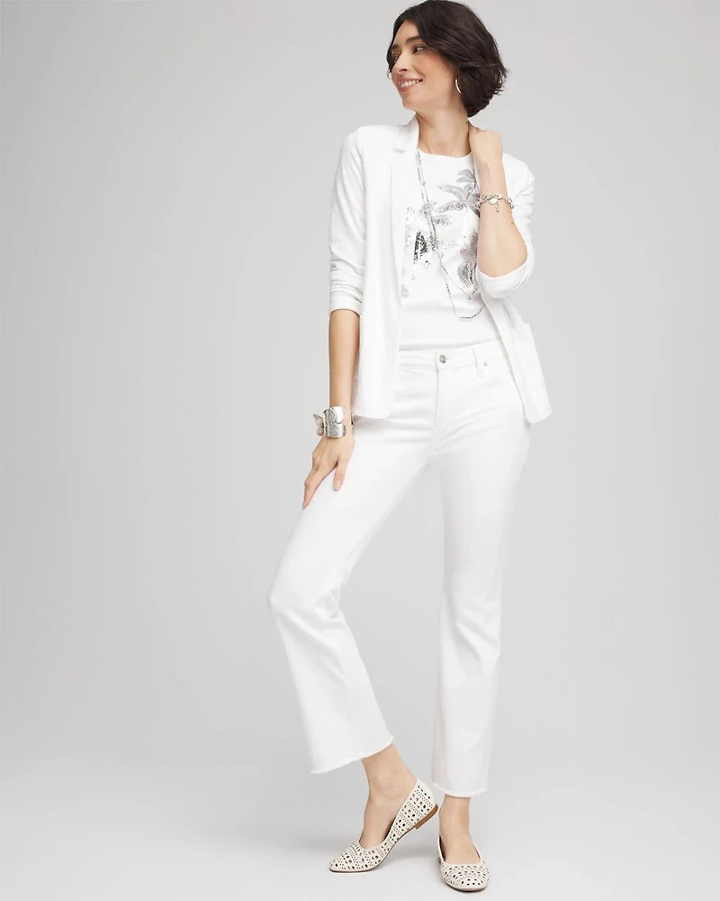 Petite No Stain Girlfriend Fray Hem Kick Flare Jeans