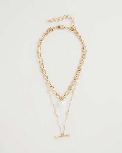 Toggle Bar Pearl Pendant Necklace