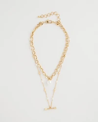 Toggle Bar Pearl Pendant Necklace