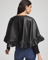 Faux Leather Ruffled Cape