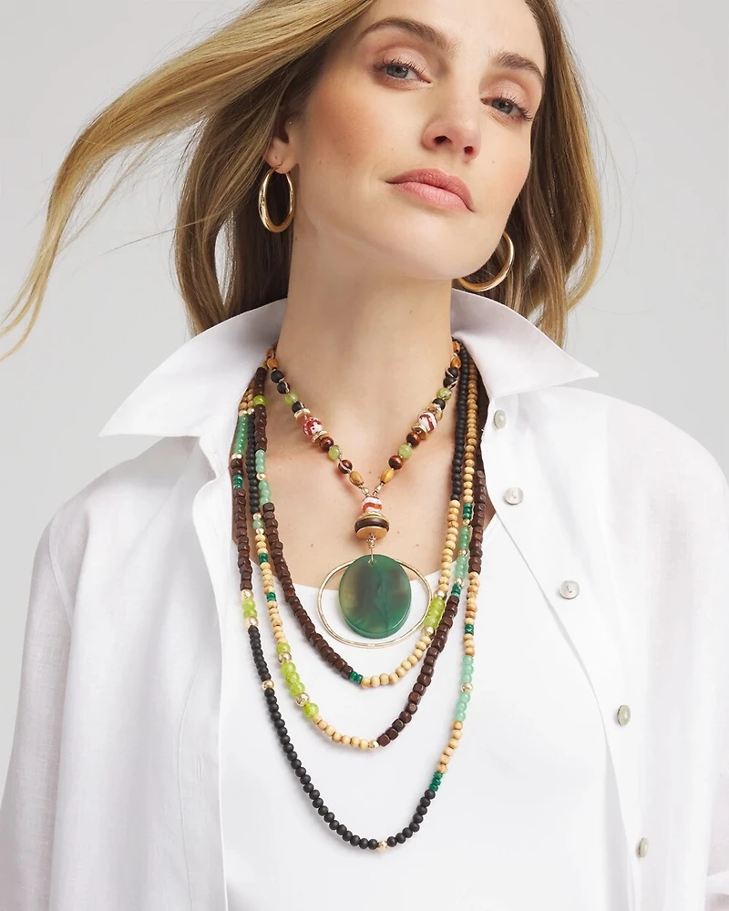 Sliced Agate Stone Pendant Necklace