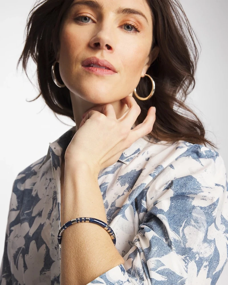 Blue Enamel Hinge Bangle