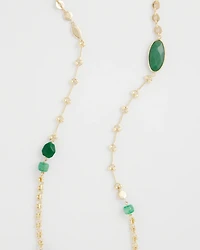 Green Accent Long Single Strand Necklace