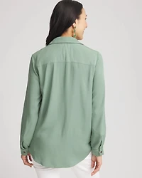 Silk Blend Tie-Front Pullover Top