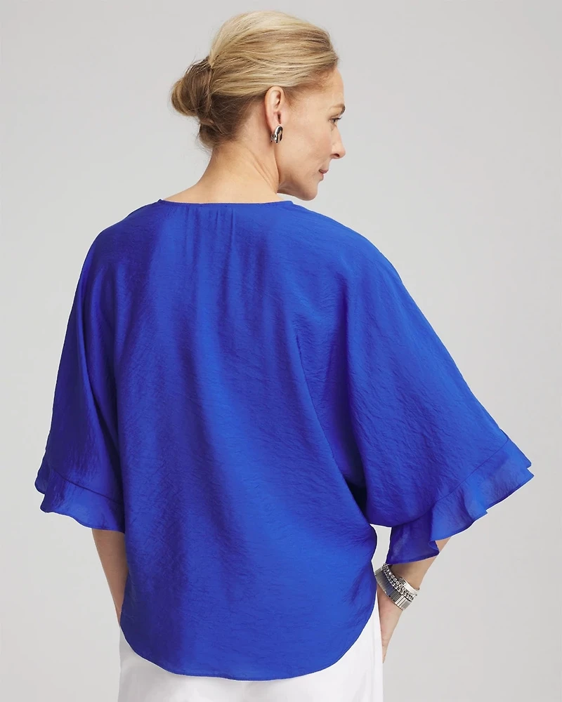 Ecovero™ Tie-Front Frill Sleeve Blouse