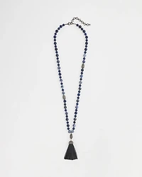 Genuine Stone Beaded Tassel Necklace