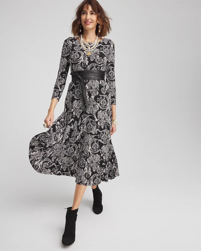Swirl Print Midi Dress