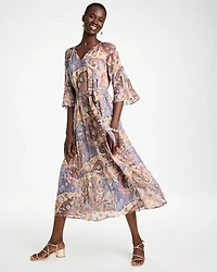 Foiled Woven Pleated Dress