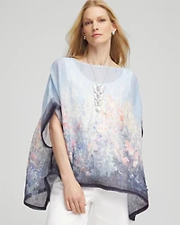 Linen Watercolor Boatneck Poncho