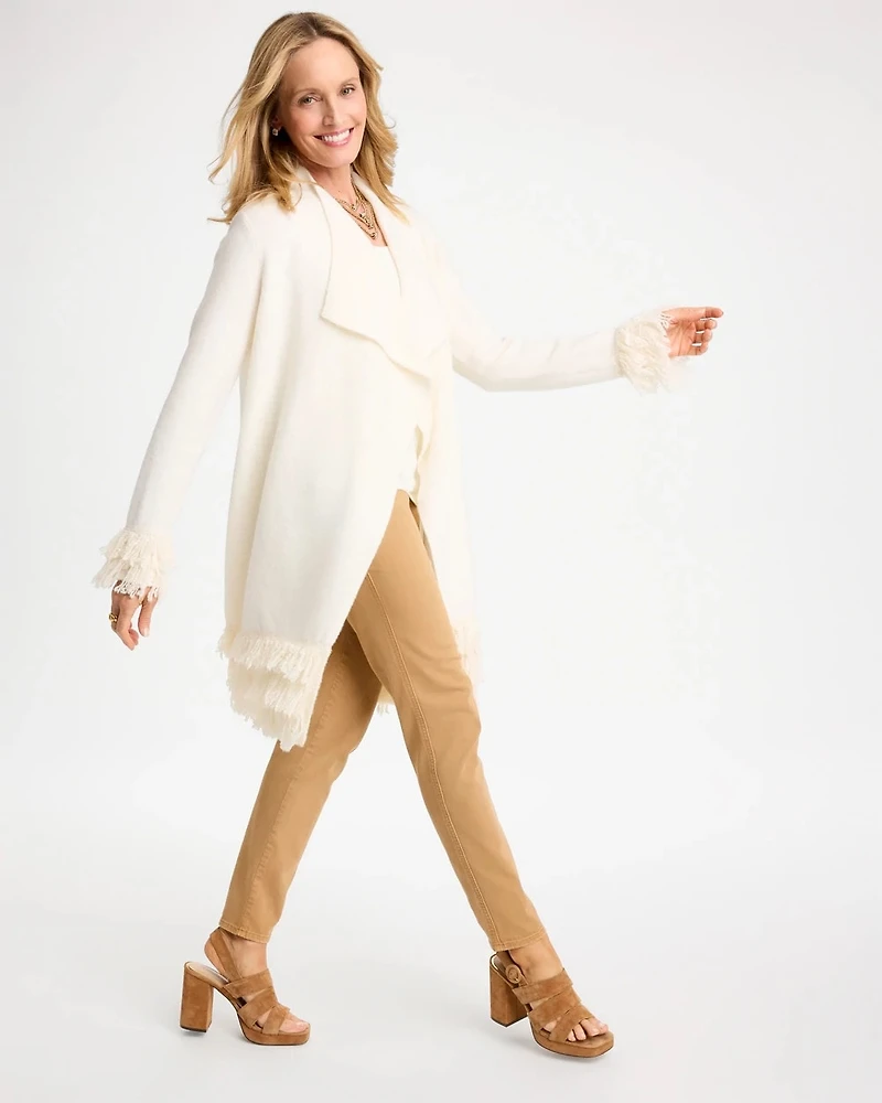 Fringed Long-Sleeve Coatigan