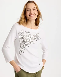 Embroidered Pima 3/4 Sleeve Tee