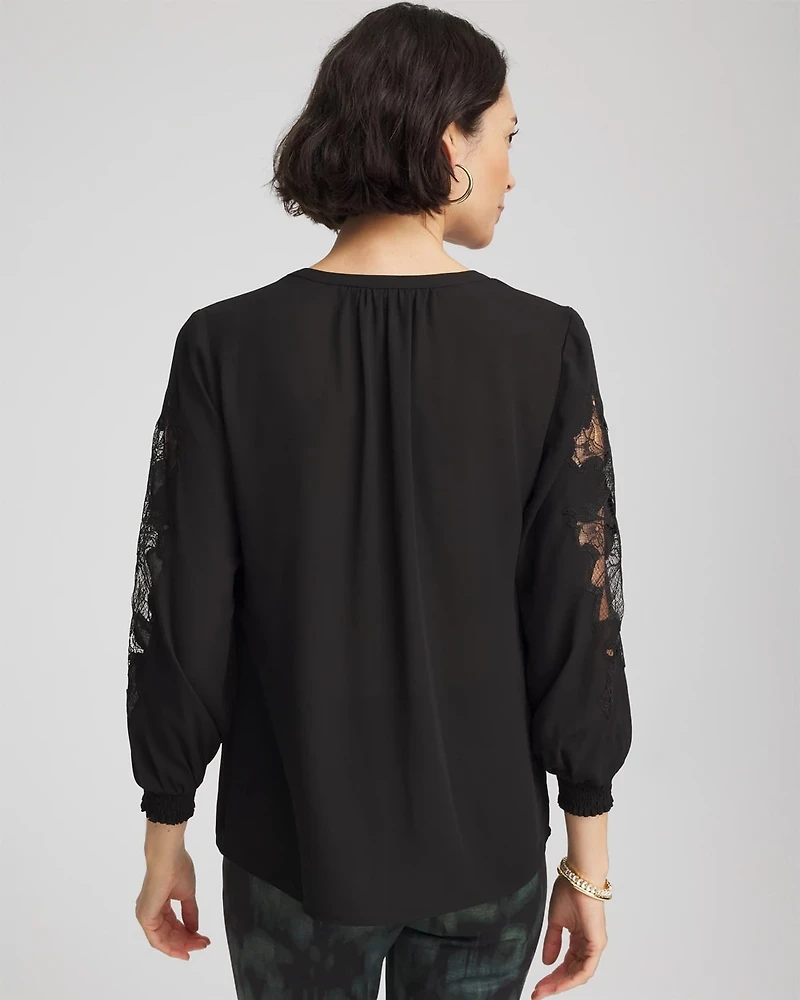 Crepe Banded Collar Blouse