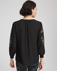 Crepe Banded Collar Blouse