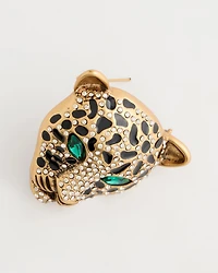 Green Eyed Leopard Brooch