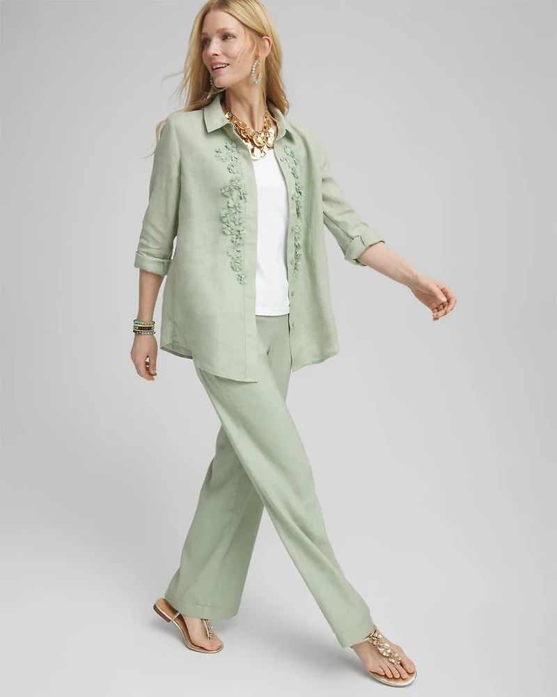 Floral Cutout 3D Linen Shirt