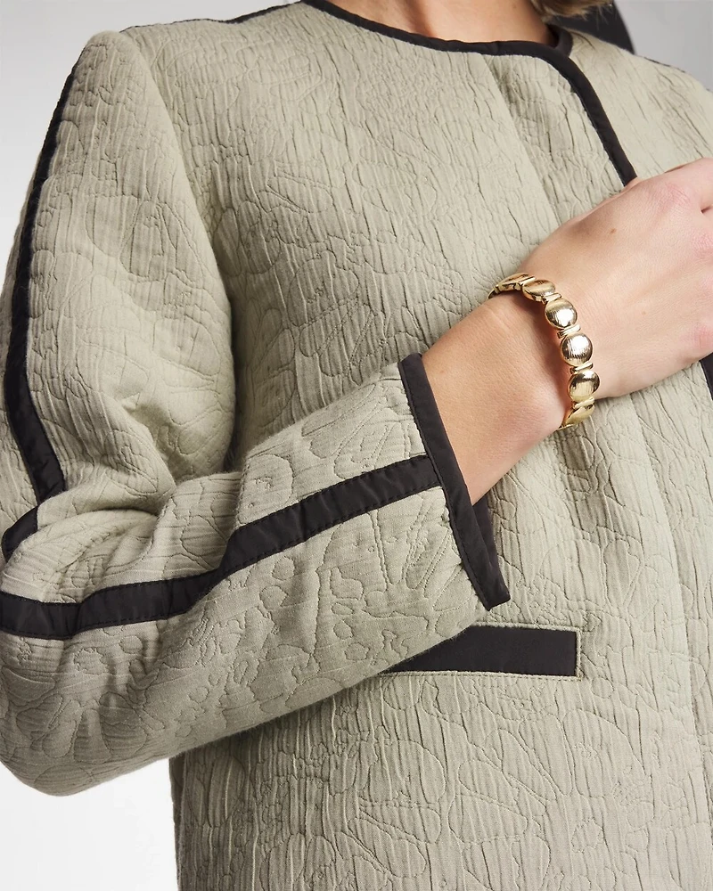 Collarless Quilted Box Jacket