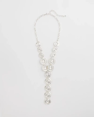 Silver Tone Pebble Y-Drop Necklace