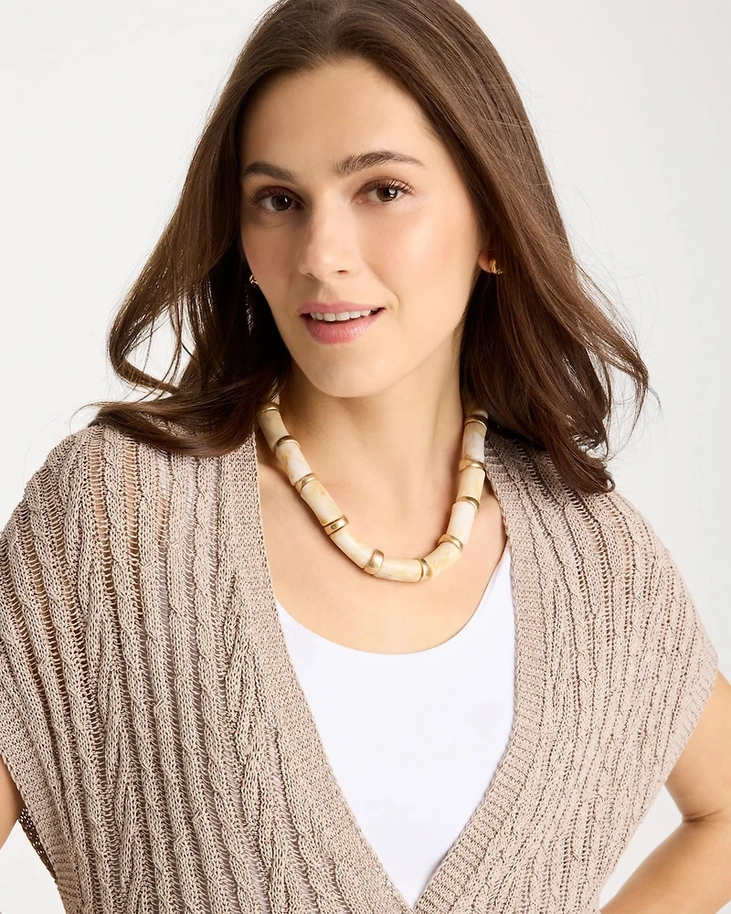 White Beaded Double-Strand Necklace