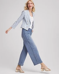 Striped Open Front Denim Jacket