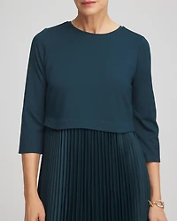 Satin-Knit Pleated Midi Dress