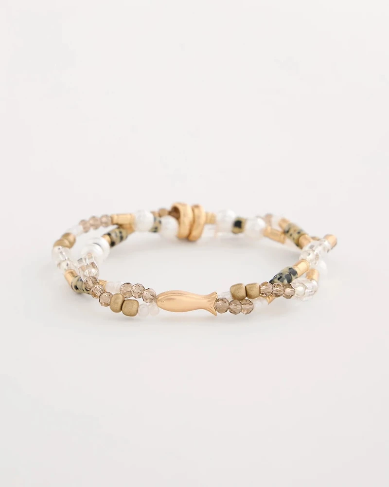 Jasper Stone Beaded Stretch Bracelet