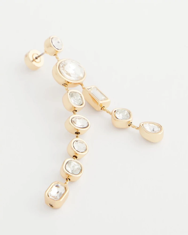 Bezel Set Linear Goldtone Earrings