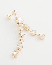 Bezel Set Linear Goldtone Earrings