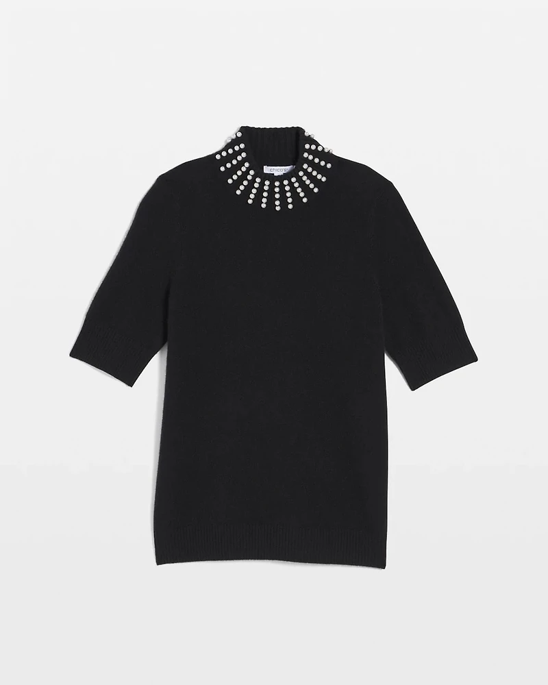 Cashmere Pearl Mockneck Sweater