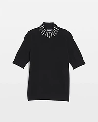 Cashmere Pearl Mockneck Sweater