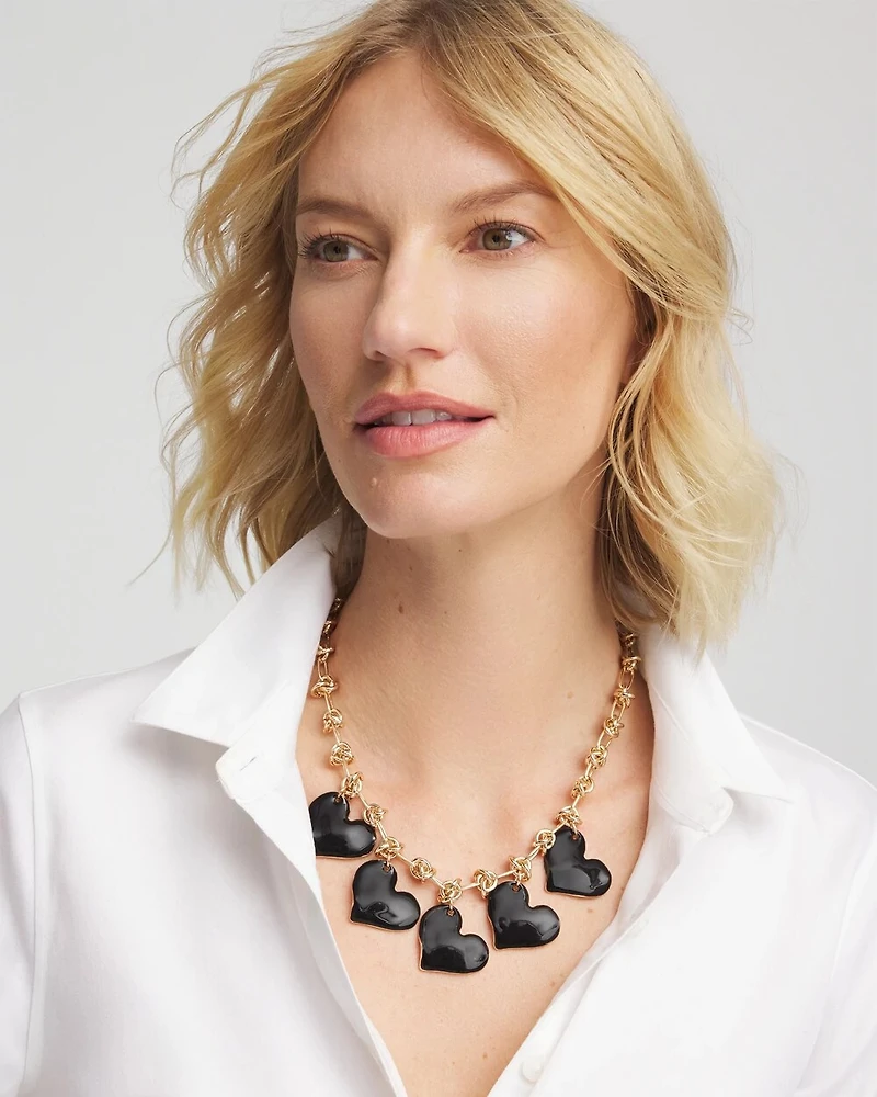 Black Heart Drop Off Necklace