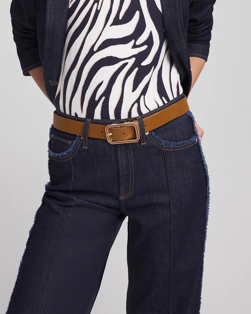 Cognac Enamel Buckle Trouser Belt