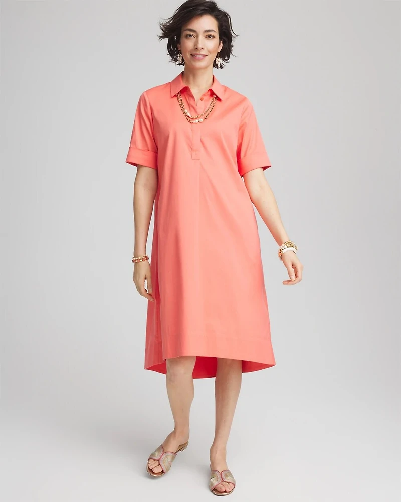 High-Low Hemmed Popover Shirtdress