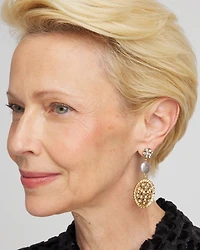 Gold Medallion Drop Earrings