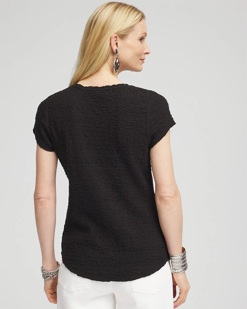 Textured Cap Sleeve Tee