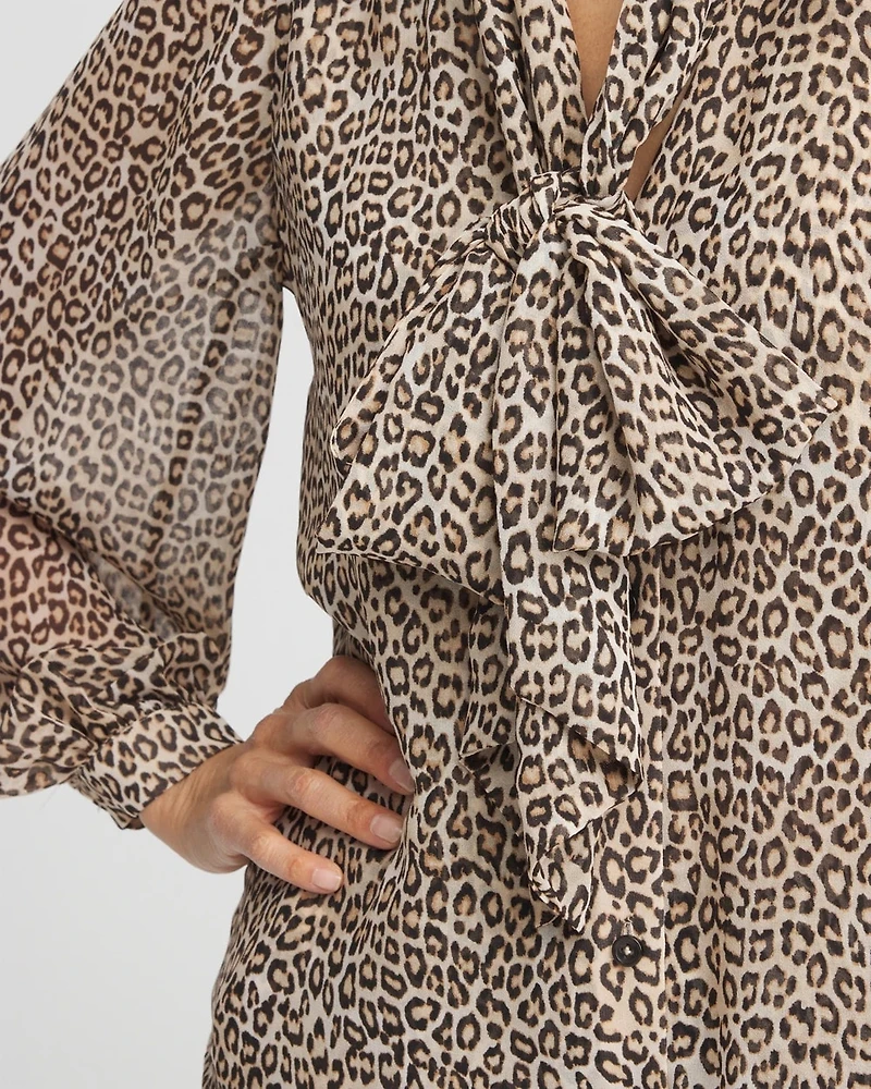 Leopard Print Bow Blouse