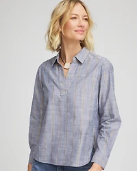 Striped Soft Denim Popover