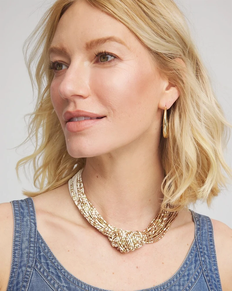 Layered Beaded Knot Necklace