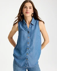 Tencel Denim Sleeveless Shirt
