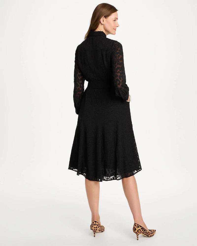 Textured Leopard Jacquard Shirtdress