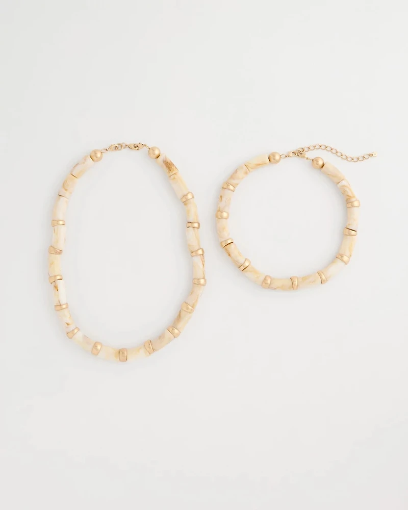 White Beaded Double-Strand Necklace