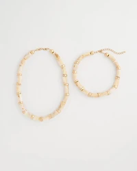White Beaded Double-Strand Necklace
