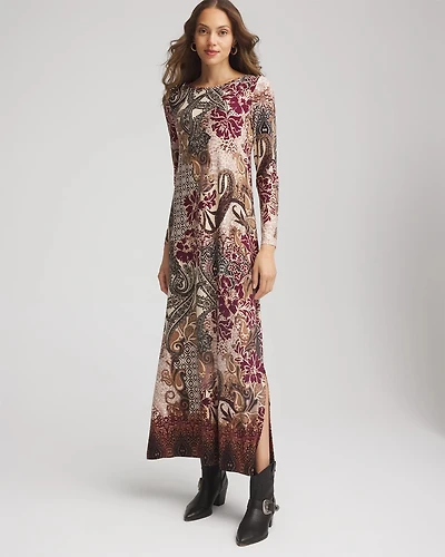 Patchwork Boatneck Column Maxi Dress