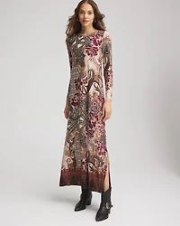 Patchwork Boatneck Column Maxi Dress