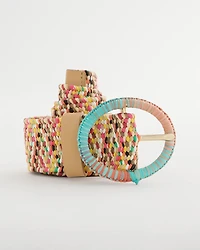 Raffia Wrapped Multi-Color Stretch Belt