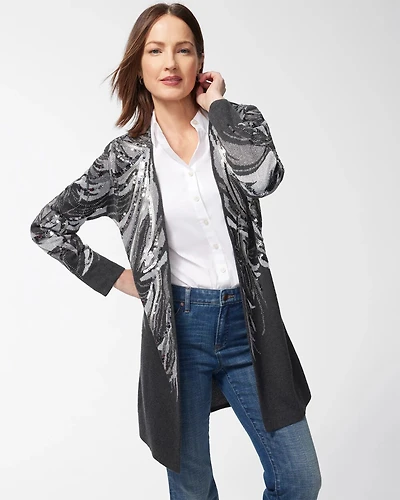 Embellished Jacquard Cardigan Sweater
