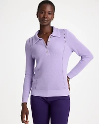 Long-Sleeve Pullover Polo Sweater