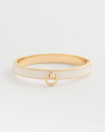 Mixed Metal White Epoxy Hinge Bangle