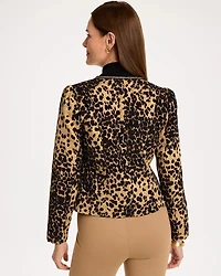 Leopard Jacquard Long Sleeve Jacket