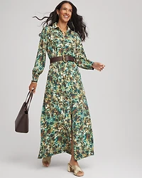 Printed Long-Sleeved Shirtdress