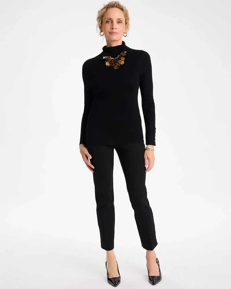 Ella Button Cuff Turtleneck Sweater